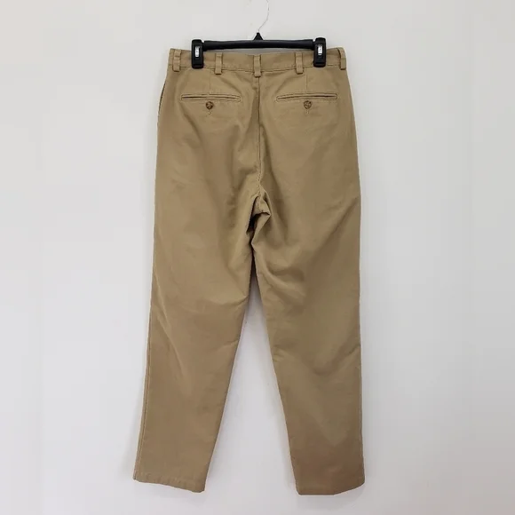 Sold! L.L. Bean Mens Chino Flannel Lined Pants Khaki Natural Fit Plain Front - Picture 3 of 7